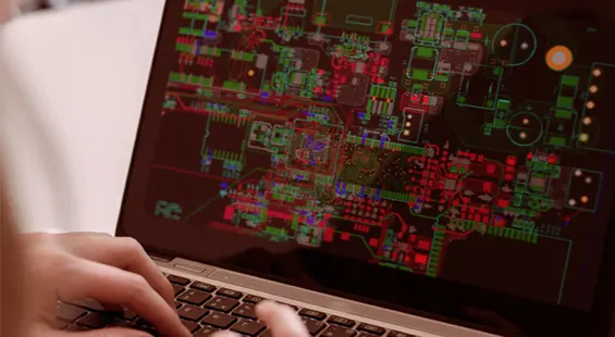 Laptop with PCB layout displayed on the screen